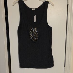 J. Crew Charcoal Embellished Tank Top